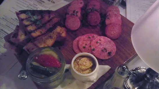 Sausage Board w/plentiful toast points. Thank you universe, for charcuterie.